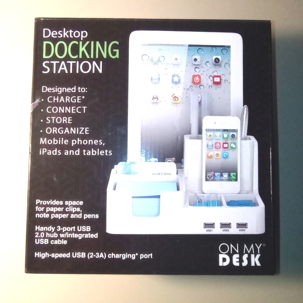 Desktop Docking Station Organize Charge Store Connect Mobile Phones iPads Tablet